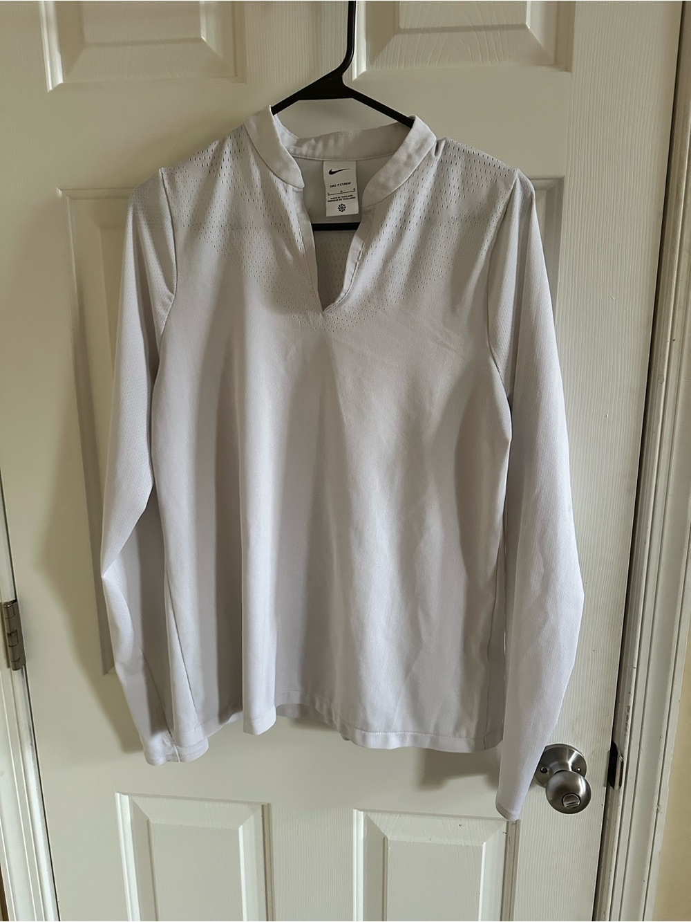 Nike White Dri-FIT ADV Women’s Golf Pullover Vented Polo Long Sleeve Sz Large